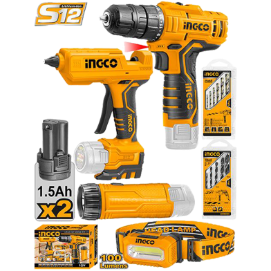 INGCO COSLI22121 Cordless 4 Pcs Combo Kit image