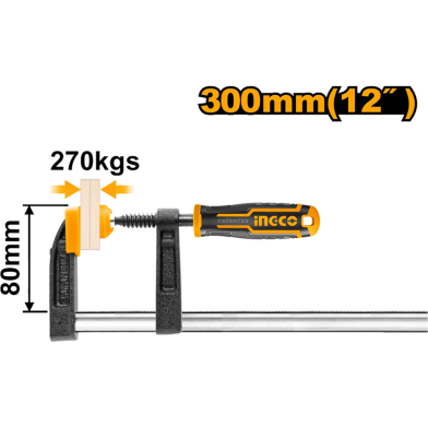 INGCO HFC020802 F Clamp With Plastic Handle image