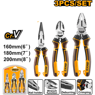 INGCO HKHLPS2831 High Leverage Pliers Set 3 Pcs image