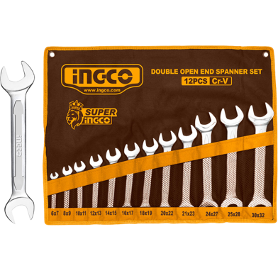 INGCO HKSPA2142 Double Open End Spanner Set 12 Pcs image