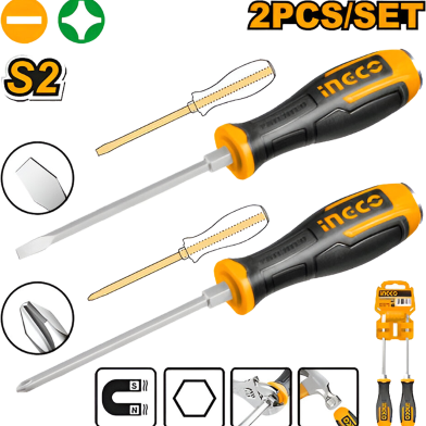 INGCO HSGT680208 Go-Through Screwdriver Set 2 Pcs image