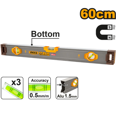 INGCO HSL38060M Spirit Level With Powerful Magnets image