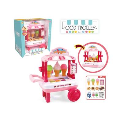 Ice Cream Food Trolley Sweet Shop Cart Toy Pretend Play Set Kids image