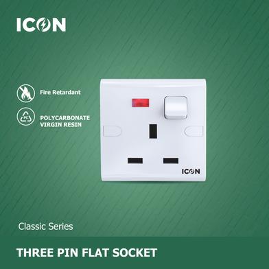 Icon Classic 3pin Flat Socket With Switch image