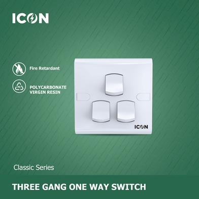 Icon Classic Three Gang One Way Switch image