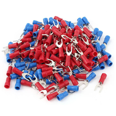 Insulated Fork Spade U-Type Terminals wire Connectors (Pack of 100p, 4 Size , Multi Color) image