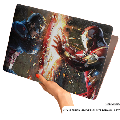 Iron Man and Captaine America Fighting with Each Other Laptop Sticker image