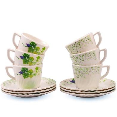 Italiano Crazy Tea Cup With Saucer 12 Pcs Set - Snowdrop image