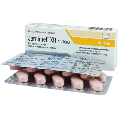 Jardimet XR 10 mg, 1000 mg Tablet (Extended Release) 10's Strip image