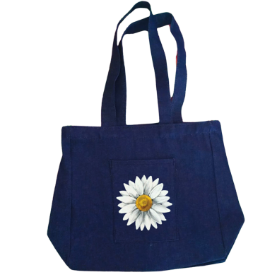 Jeans Fabric Tote Bag With Zipper And Pocket image