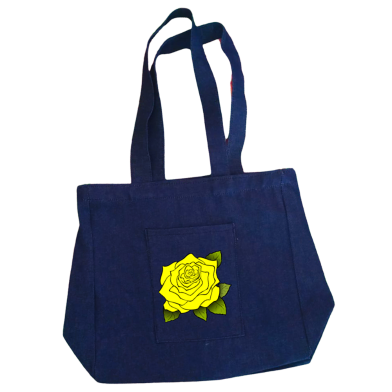 Jeans Fabric Tote Bag With Zipper And Pocket image