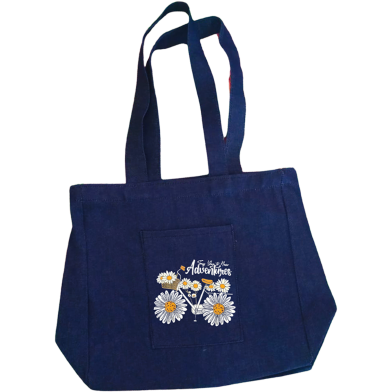Jeans Fabric Tote Bag With Zipper And Pocket image