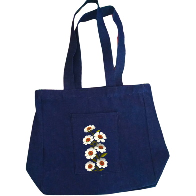 Jeans Fabric Tote Bag With Zipper And Pocket image