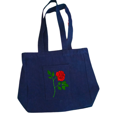 Jeans Fabric Tote Bag With Zipper and Pocket image