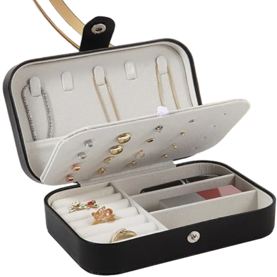 Jewelry Box Organizer - Small Travel Size, Soft Velvet Lining, Multi-Compartments Jewelry Storage Box for Rings Earrings Necklace Bracelets image