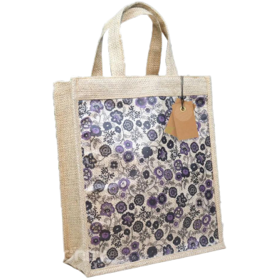 Jute Shopping Bag Multicolor 12x14 Inch image