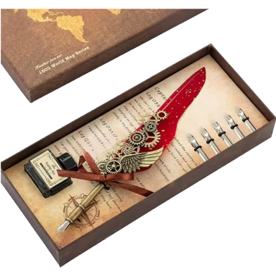 KABEER ART Dip Feather Pen Set Calligraphy Pen Set Writing Quill Ink Dip Pen with 5Pcs Nib image