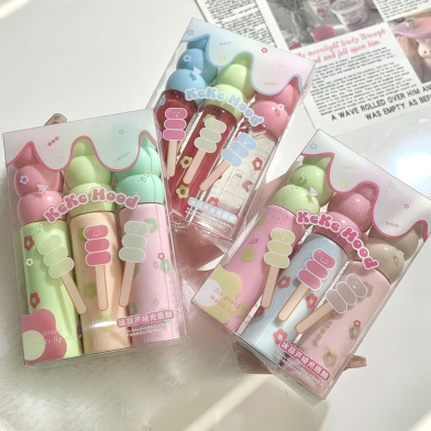 KEKE MOOD Ice Gourd Matte Lip balm / Set 3-bagian Glasir Bibir Matte/ Gourd Party Velvet Lip Glaze / Waterproof image