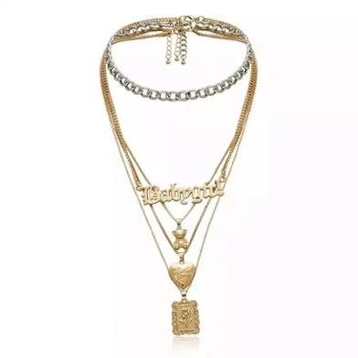 KMVEXO Fashion Babygirl Letter Contrasting Chains Necklaces for Women image