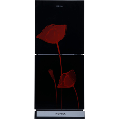 KONKA-KRT-200GB Refrigerator Glass Mirror Red Tulip-2-Door, Upper Freezer (200 Ltr) image