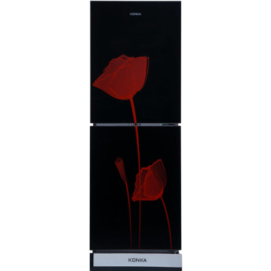 KONKA Refrigerator-KRB-270VB- Glass Mirror Red Tulip, Bottom Freezer (270 LTR) image