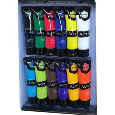 Keep Smiling Acrylic Color 30ml Tube 12 Color Set image