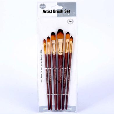 Keep Smiling Artist Filbert Paint Brush Set, Suitable for Water, Acrylic, Oil Colour paint, 6 Pcs image