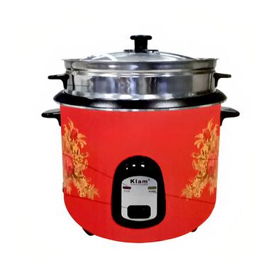 Kiam Rice Cooker Double Pot One SS and One Nonstick Full Body Without Joint Straight Shape With Glass Lid-2.8ltr image