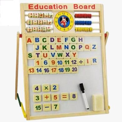 Kids Learning Aid Education Board With Magnetic White And Black Board (L 17.5inch x W 14inch) image