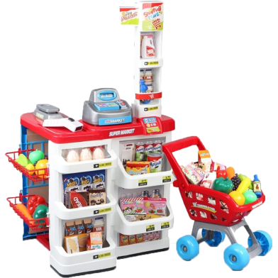 Kids Play Pretend Supermarket with Trolley Toy Set Shopping Market Set SL-32352 image