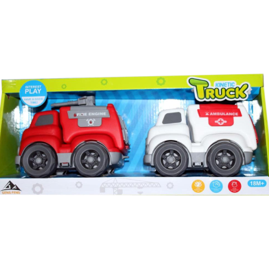 Kids Toy Friction Car Set 2 Pcs Push Car For Baby Construction Truck Car Set Large Size Car image