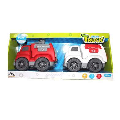 Kids Toy Friction Car Set 2 Pcs Push Car For Baby Construction Truck Car Set Large Size Car (933-170) image