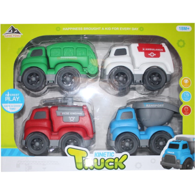 Kids Toy Friction Car Set 4 Pcs Push Car For Baby Construction Truck Car Set Large Size Car image