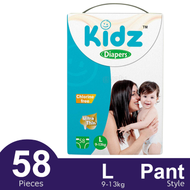 Kidz Belt System Baby Diaper (L Size) (9-13 kg) (58pcs) image