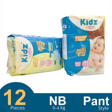 Kidz Pant System Baby Diaper (NB Size) (0-4kg) (12 and 4pcs) image