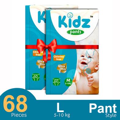Kidz pant System Baby Diaper (L Size) (3-6 kg) (68pcs) image
