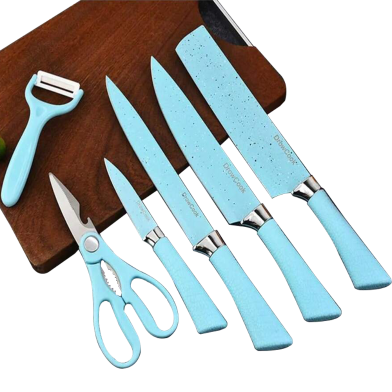 Kitchen Knives Set Wheat Straw Fiber Kitchen Knives With Food Grade Stainless Steel - 6 pcs image