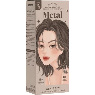 Kota Cosmetics Hair Color Cream Whisper - Metal Ash Grey-200ml image