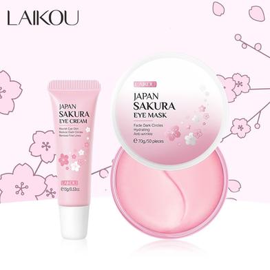 LAIKOU Japan Sakura Eye Mask Reduce Dark Circles Eye Cream Fade Fine Lines Eye - 2pcs image