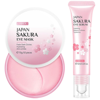 LAIKOU Japan Sakura Eye Serum Eye Mask Fade Eye Bag Dark Circles Skin Dullness Anti-aging 2pcs image