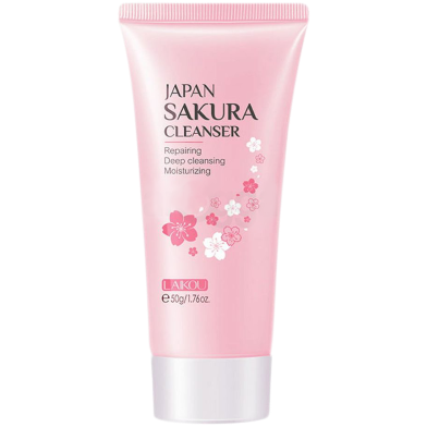 LAIKOU Japan Sakura Face Wash Foam Cleanser Soft Brush Deep Cleansing-50gm image