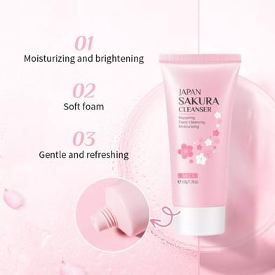 LAIKOU Japan Sakura Face Wash Foam Cleanser Soft Brush Deep Cleansing-50gm image