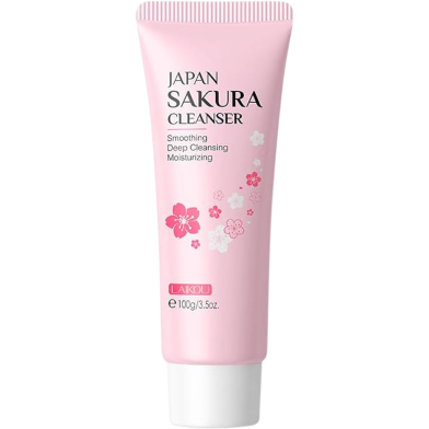 LAIKOU Japan Sakura Facial Cleanser Oil Control Cleansing Face Wash Cream Pore Clean 100g image