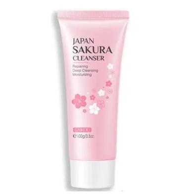 LAIKOU Japan Sakura Facial Cleanser Oil Control Cleansing Face Wash Cream Pore Clean 100g image