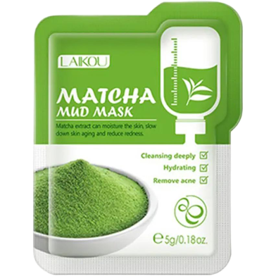 LAIKOU Matcha Mud Face Mask Anti Wrinkle Night Facial Packs Dark Circle Moisturize Anti Aging Green Clay Mask for Facecare-5pcs image