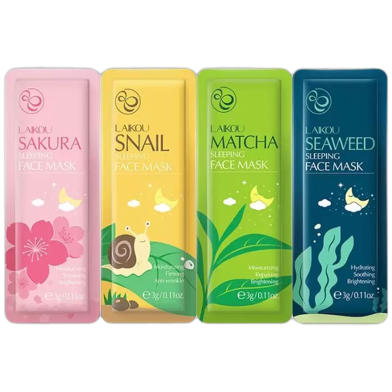 LAIKOU Sakura Matcha Seaweed Snail Sleeping Mask - 4pcs image