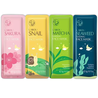 LAIKOU Sakura Matcha Seaweed Snail Sleeping Mask - 4pcs image