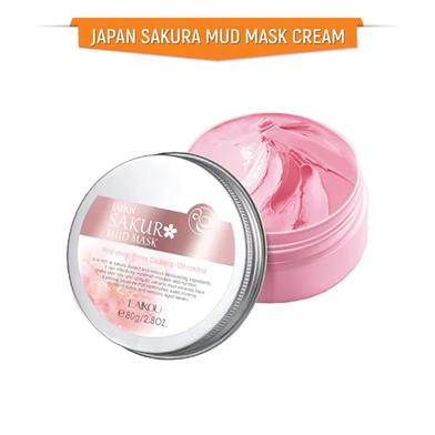 LAIKOU Sakura Mud Mask 90gm Facial Mask Brush Cherry Blossoms Clay Mask-2pcs image