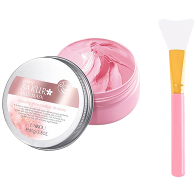 LAIKOU Sakura Mud Mask 90gm plus Facial Mask Brush (pink) image