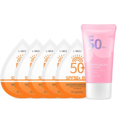 LAIKOU UV Protector 2gx5pcs Body Waterproof Sunblock SPF50 Sakura Face Whitening Sunscreen 50g image